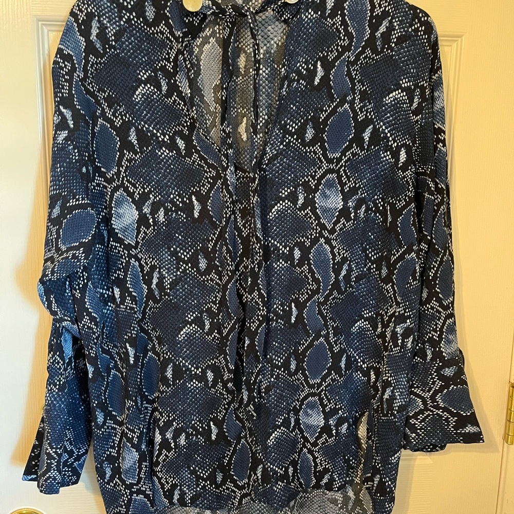 Zara Navy Snake Print Blouse